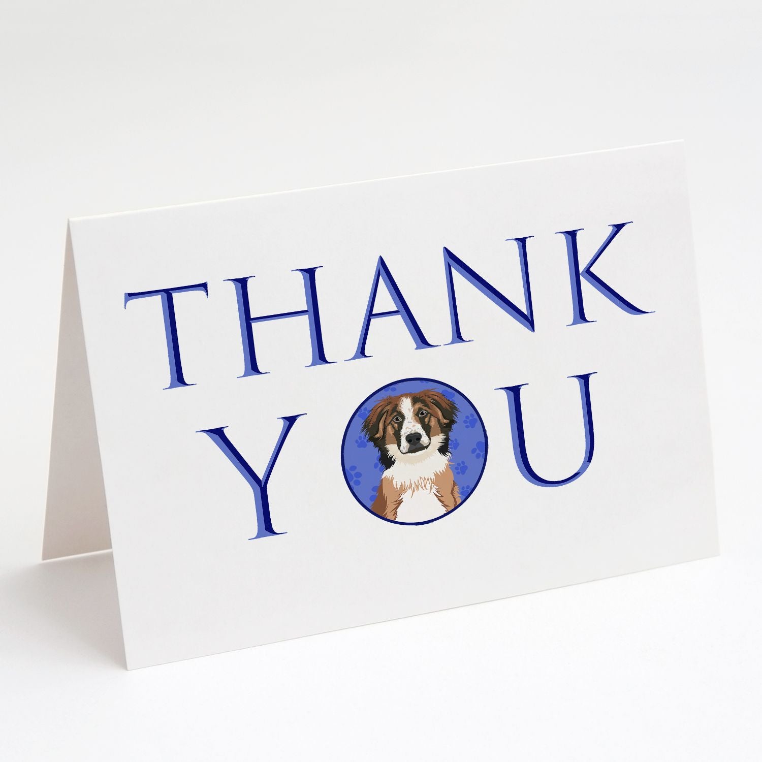 Australian Shepherd Red Tricolor #1 Thank You Greeting Cards Pack of 8 Blank Cards with Envelopes Whimsical A7 Size 5x7 Blank Note Cards