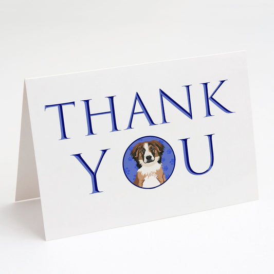 Australian Shepherd Red Tricolor #1 Thank You Greeting Cards Pack of 8 Blank Cards with Envelopes Whimsical A7 Size 5x7 Blank Note Cards