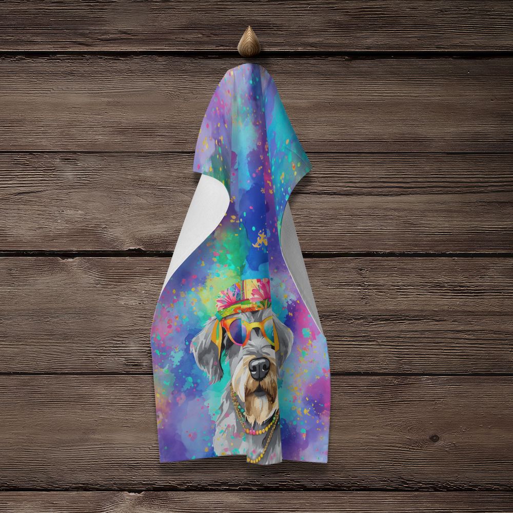 Schnauzer Hippie Dawg Kitchen Towel Dish Cloths Guest Hand Towel Decorative Bathroom Towel for Face,Tea, Dishcloth, Kitchen and Bath