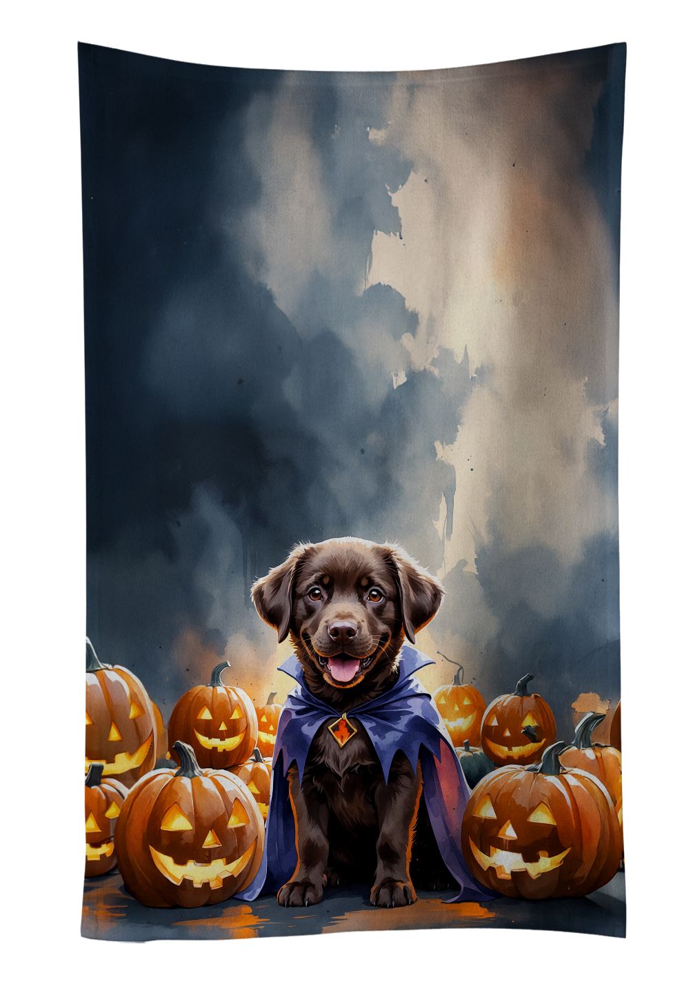Chocolate Labrador Retriever Puppy Halloween Kitchen Towel Dish Cloths Guest Hand Towel Decorative Bathroom Towel for Face,Tea, Dishcloth, Kitchen and Bath
