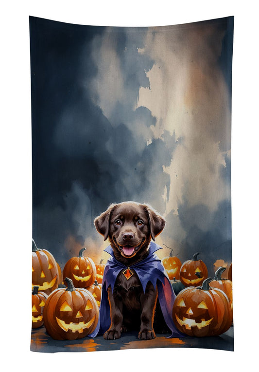 Chocolate Labrador Retriever Puppy Halloween Kitchen Towel Dish Cloths Guest Hand Towel Decorative Bathroom Towel for Face,Tea, Dishcloth, Kitchen and Bath