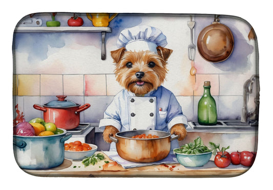 Norfolk Terrier The Chef Dish Drying Mat Absorbent Dish Drying Mat Pad for Kitchen Counter Dish Drainer Mat for Countertop, 14 x 21", Multicolor