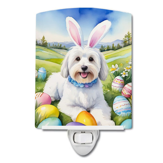 NEW Coton de Tulear Easter Egg Hunt Ceramic Night Light Compact, UL-Certified, Ideal for Bedroom, Bathroom, Nursery, Hallway, Kitchen, 6x4x3, Multicolor
