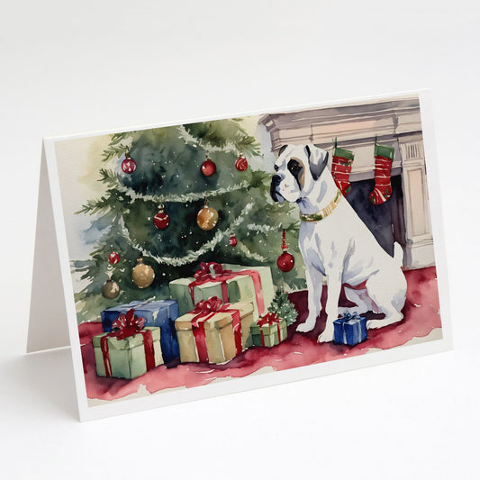 White Boxer Christmas Greeting Cards Pack of 8 Blank Cards with Envelopes Whimsical A7 Size 5x7 Blank Note Cards