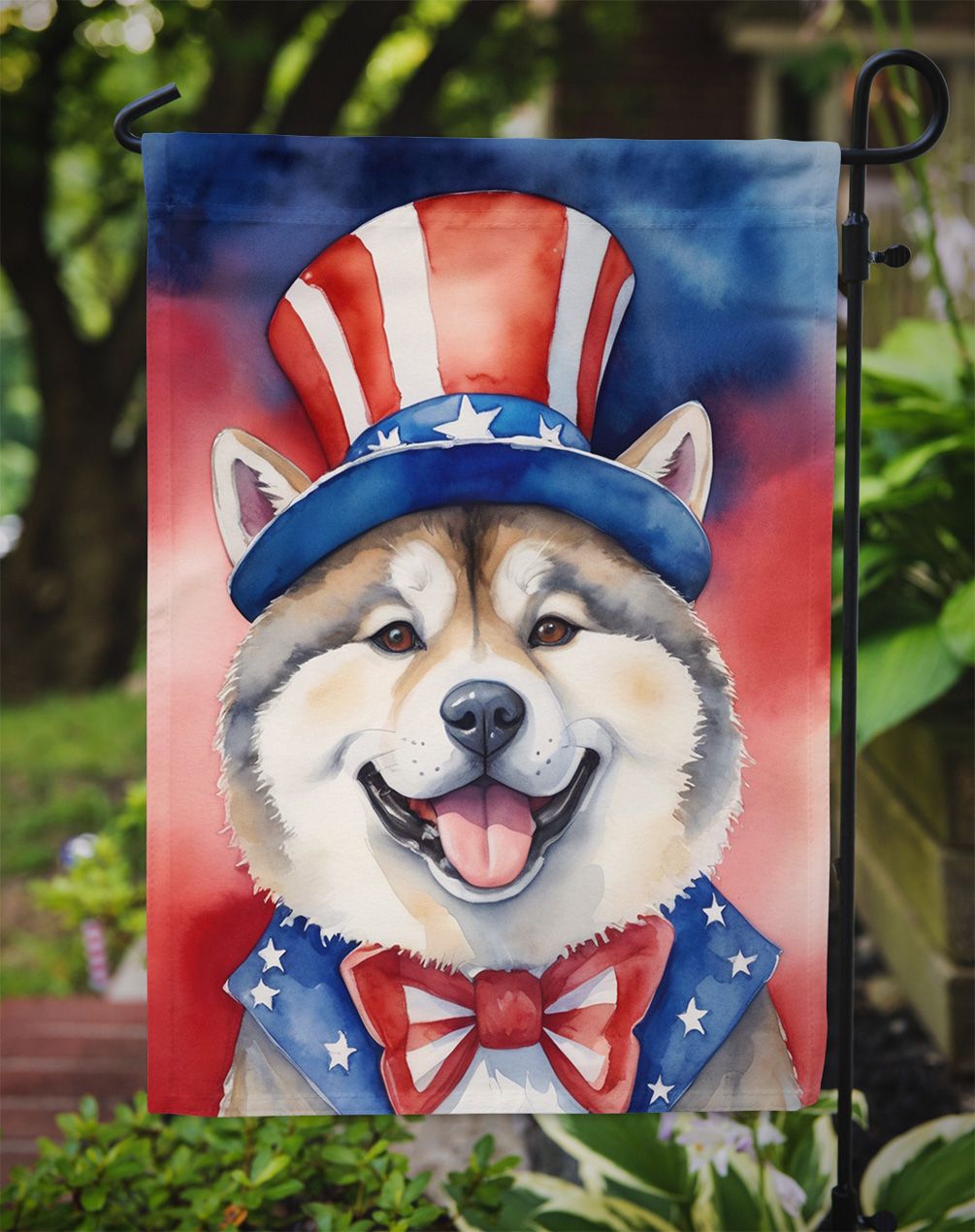 Akita Patriotic American Garden Flag Mailbox Flag Decorative Yard Flag Banner Outside Patio Artwork Yard Flower Beds, Garden Size, Multicolor