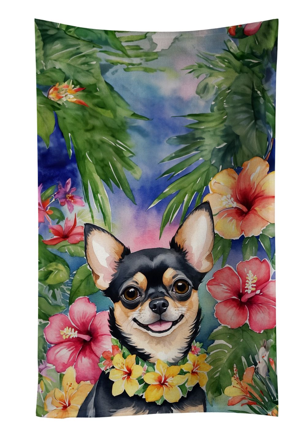 Chihuahua Luau Kitchen Towel Dish Cloths Guest Hand Towel Decorative Bathroom Towel for Face,Tea, Dishcloth, Kitchen and Bath