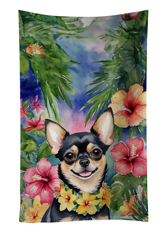 Chihuahua Luau Kitchen Towel Dish Cloths Guest Hand Towel Decorative Bathroom Towel for Face,Tea, Dishcloth, Kitchen and Bath