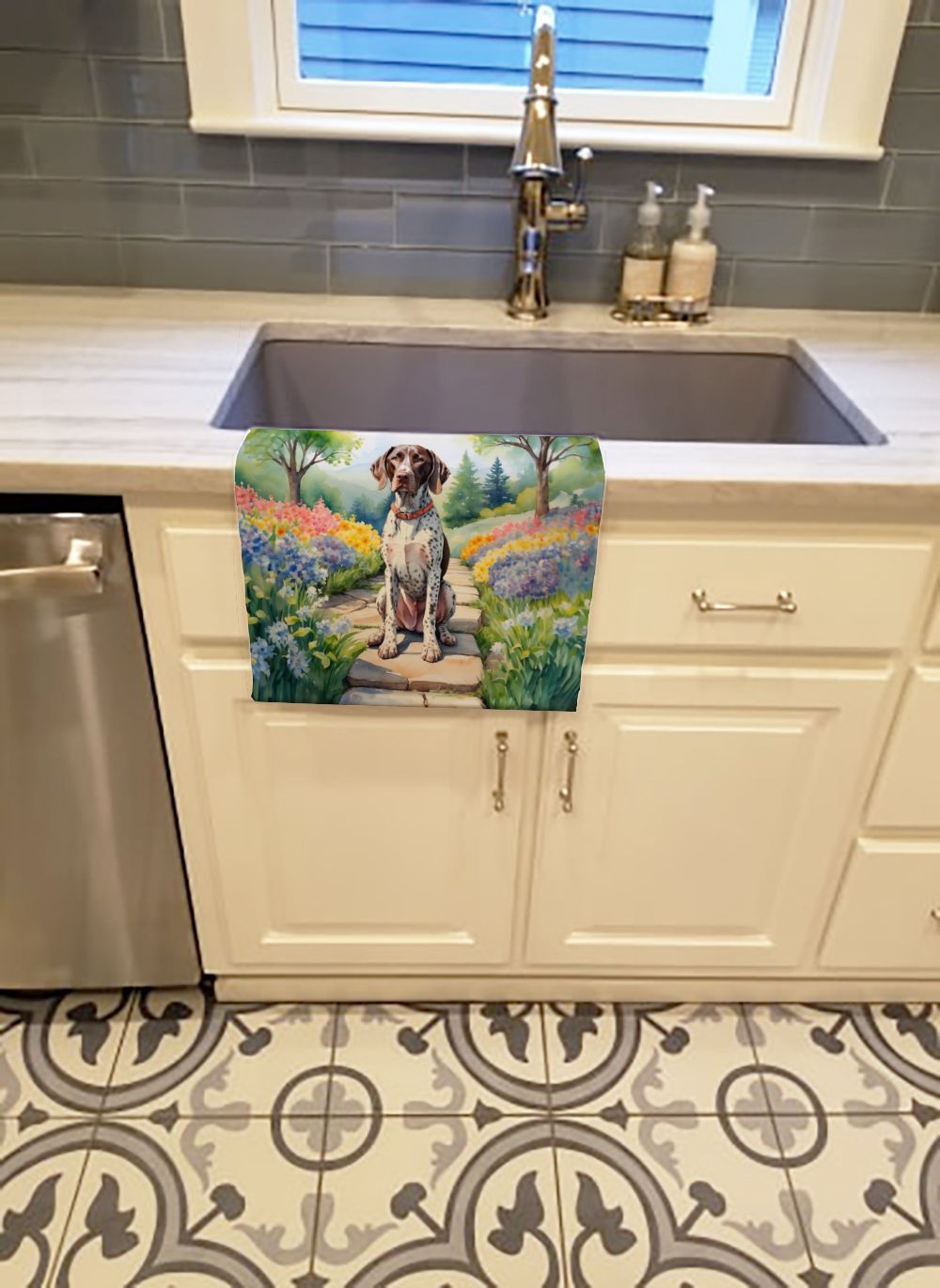 German Shorthaired Pointer Spring Path Kitchen Towel Dish Cloths Guest Hand Towel Decorative Bathroom Towel for Face,Tea, Dishcloth, Kitchen and Bath