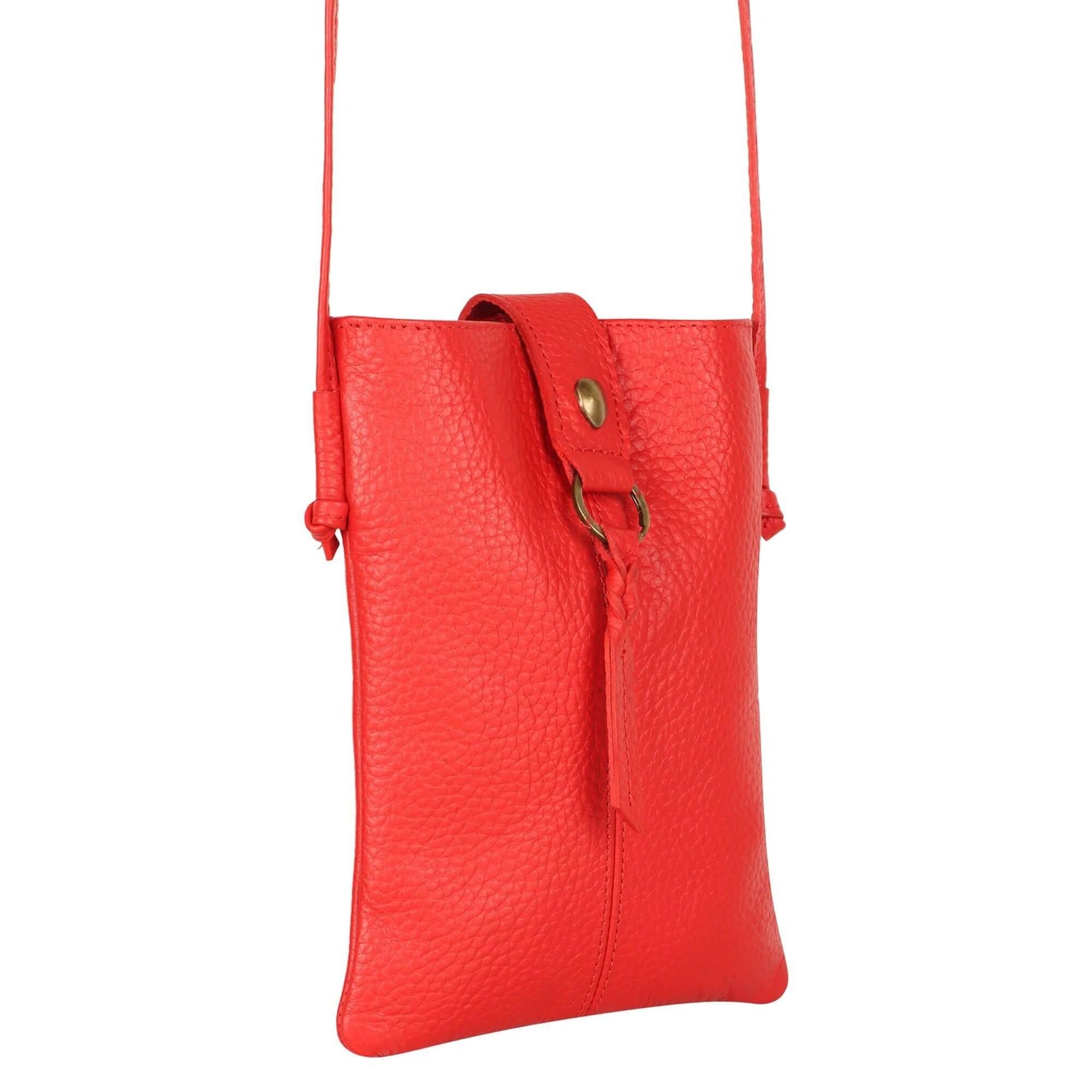 Jennie Small crossbody bag w/ slim strap closure & tassel - Vibrant Red