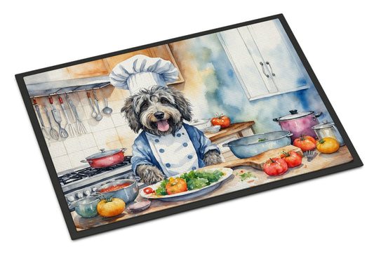Bergamasco Sheepdog The Chef Doormat Front Door Mat Indoor Outdoor Rugs for Entryway, Non Slip Washable Low Pile, 24H X 36W