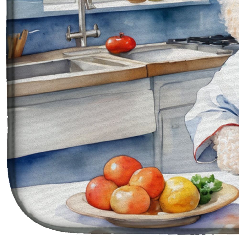 White Poodle The Chef Dish Drying Mat Absorbent Dish Drying Mat Pad for Kitchen Counter Dish Drainer Mat for Countertop, 14 x 21", Multicolor
