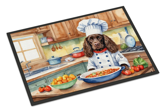 Boykin Spaniel The Chef Doormat Front Door Mat Indoor Outdoor Rugs for Entryway, Non Slip Washable Low Pile, 24H X 36W