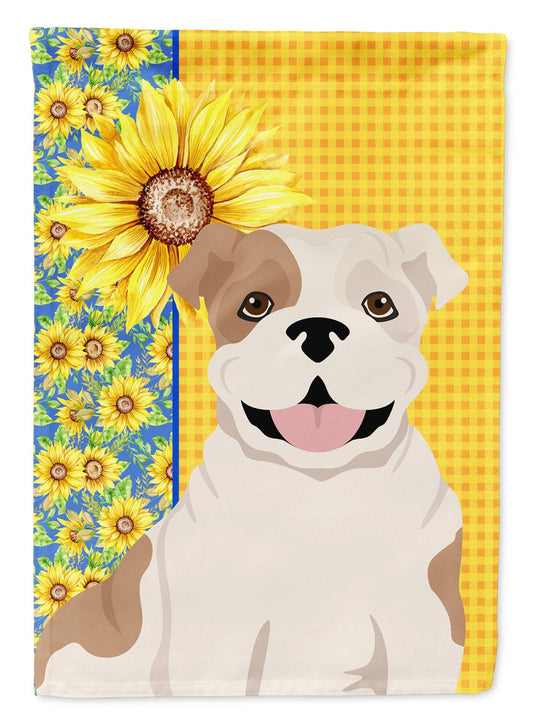 Summer Sunflowers Piebald English Bulldog Garden Flag Mailbox Flag Decorative Yard Flag Banner Outside Patio Artwork Yard Flower Beds, Garden Size, Multicolor