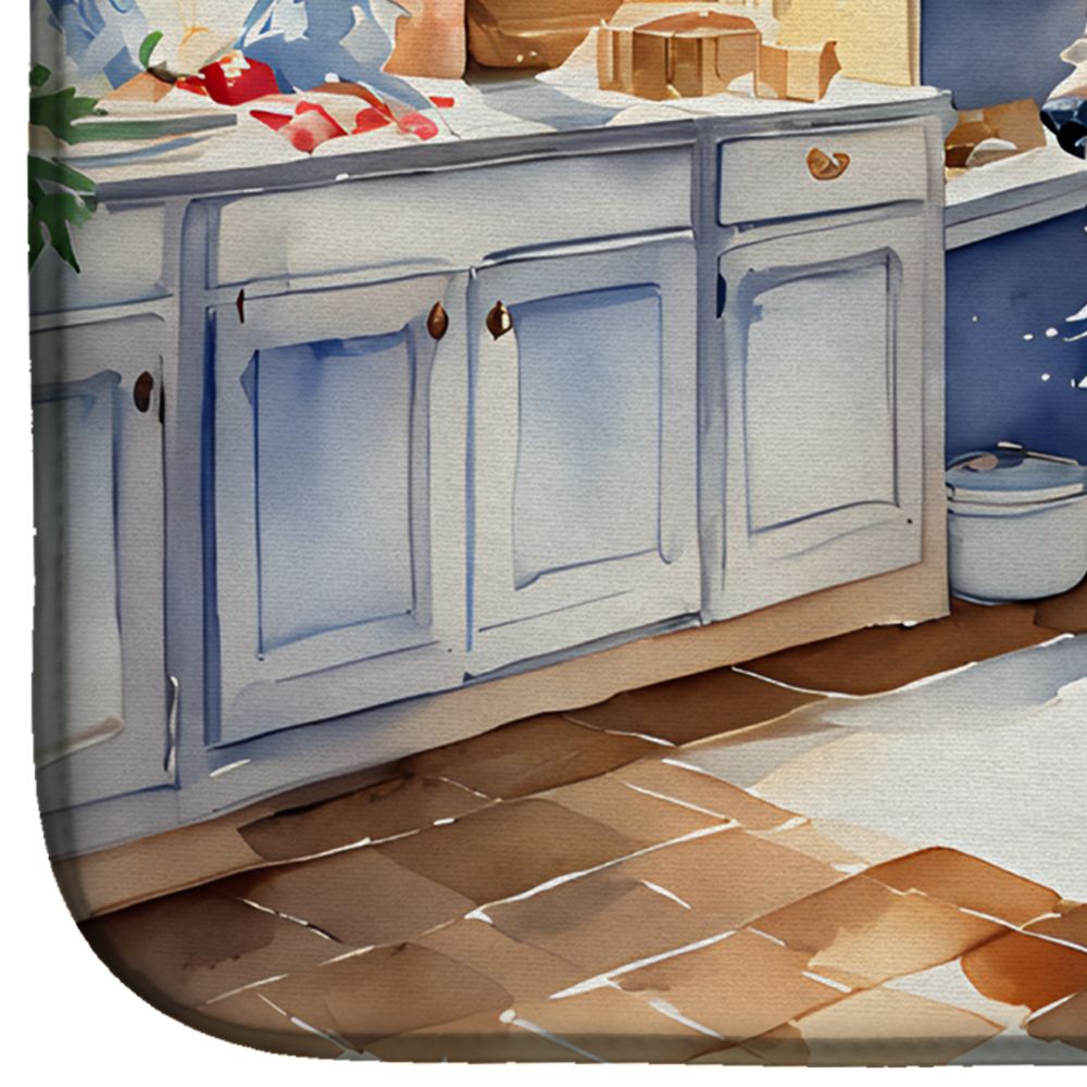 Golden Retriever Christmas Cookies Dish Drying Mat Absorbent Dish Drying Mat Pad for Kitchen Counter Dish Drainer Mat for Countertop, 14 x 21", Multicolor