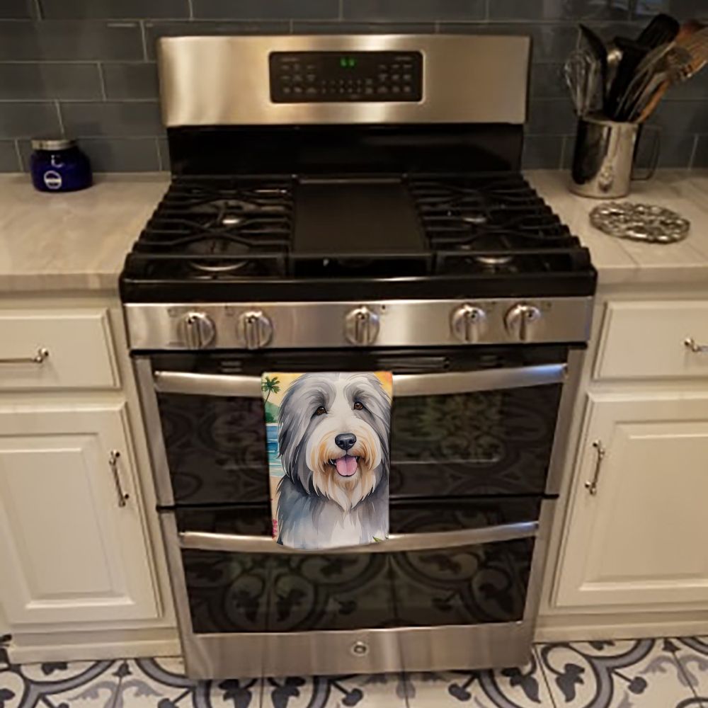 Bearded Collie Luau Kitchen Towel Dish Cloths Guest Hand Towel Decorative Bathroom Towel for Face,Tea, Dishcloth, Kitchen and Bath