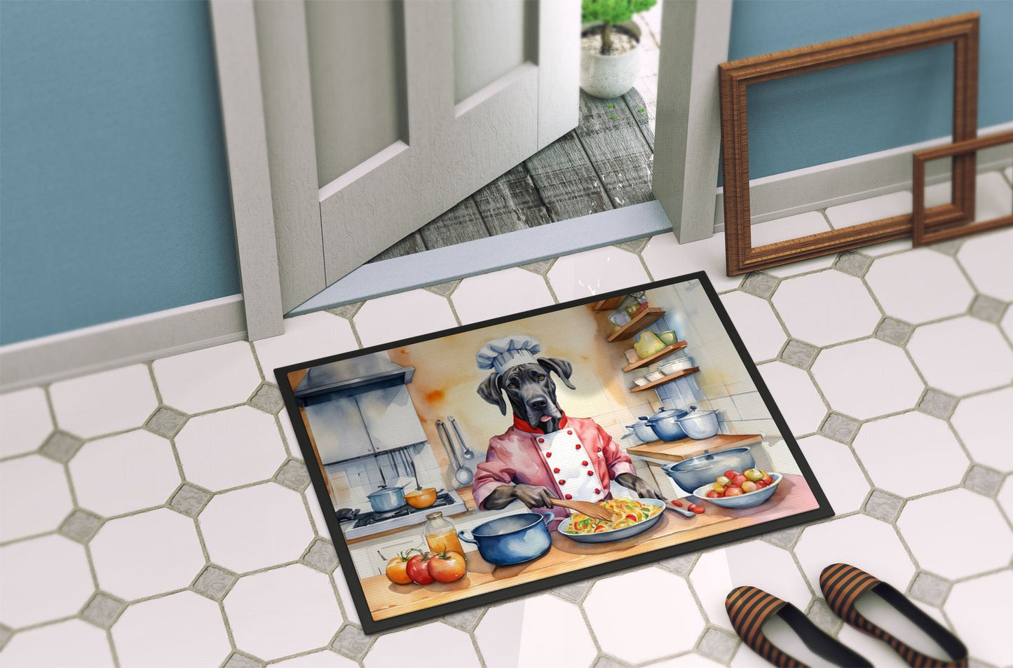 Great Dane The Chef Doormat Front Door Mat Indoor Outdoor Rugs for Entryway, Non Slip Washable Low Pile, 24H X 36W