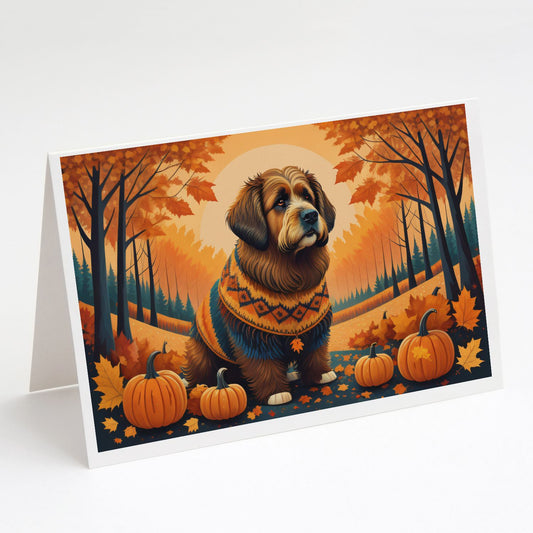 Briard Fall Greeting Cards Pack of 8 Blank Cards with Envelopes Whimsical A7 Size 5x7 Blank Note Cards
