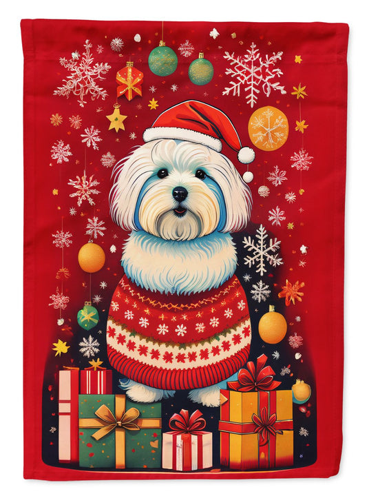 Coton De Tulear Holiday Christmas House Flag Large Porch Sleeve Pole Decorative Outside Yard Banner Artwork Wall Hanging, Polyester, House Size, Multicolor