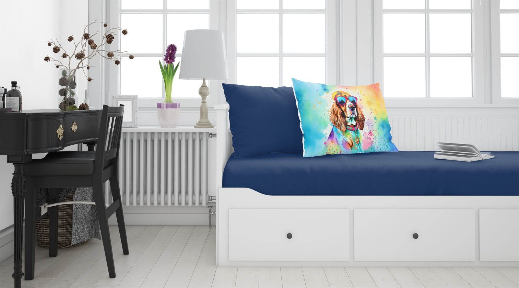 Cavalier Spaniel Hippie Dawg Standard Pillowcase Lightweight Super Soft Easy Care Decorative Artwork Pillowcase, Standard
