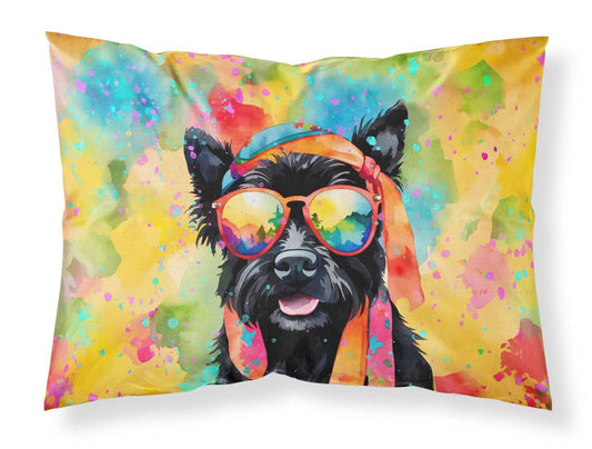 Scottish Terrier Hippie Dawg Standard Pillowcase Lightweight Super Soft Easy Care Decorative Artwork Pillowcase, Standard