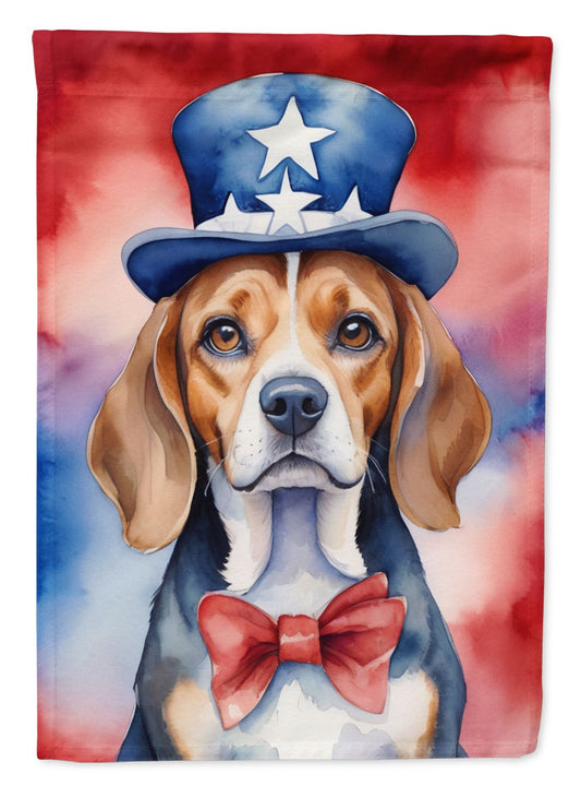 Beagle Patriotic American House Flag Large Porch Sleeve Pole Decorative Outside Yard Banner Artwork Wall Hanging, Polyester, House Size, Multicolor