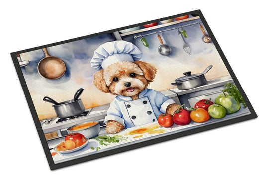 Maltipoo The Chef Doormat Front Door Mat Indoor Outdoor Rugs for Entryway, Non Slip Washable Low Pile, 24H X 36W