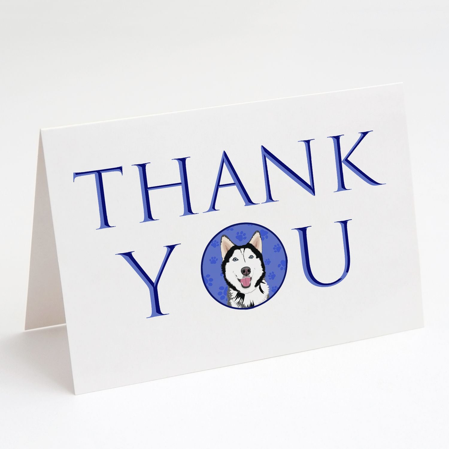 Siberian Husky Black and White #1 Thank You Greeting Cards Pack of 8 Blank Cards with Envelopes Whimsical A7 Size 5x7 Blank Note Cards