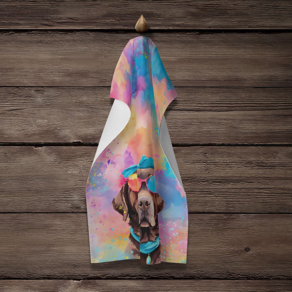 Chocolate Labrador Hippie Dawg Kitchen Towel Dish Cloths Guest Hand Towel Decorative Bathroom Towel for Face,Tea, Dishcloth, Kitchen and Bath