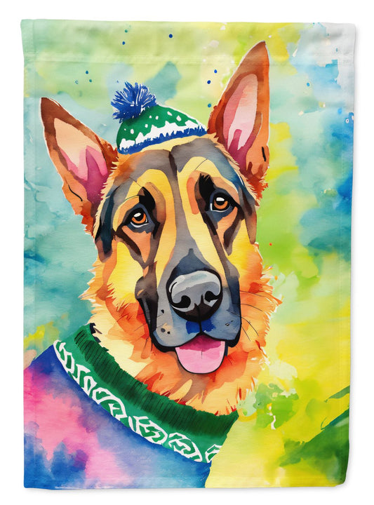 German Shepherd Christmas Garden Flag Mailbox Flag Decorative Yard Flag Banner Outside Patio Artwork Yard Flower Beds, Garden Size, Multicolor