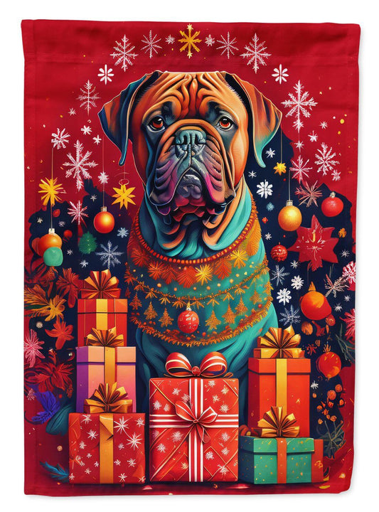 Dogue de Bordeaux Holiday Christmas Garden Flag Mailbox Flag Decorative Yard Flag Banner Outside Patio Artwork Yard Flower Beds, Garden Size, Multicolor
