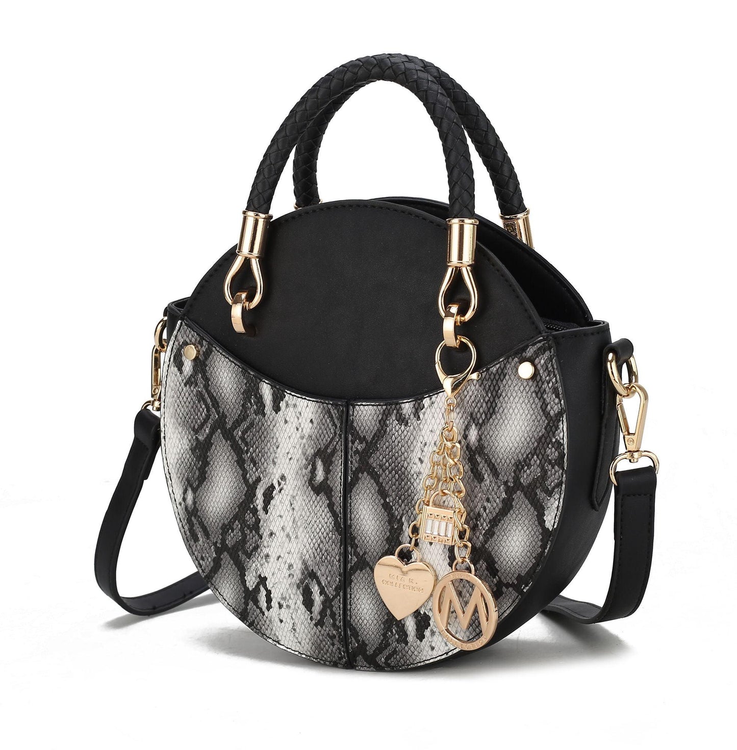 MKF Collection Camille Faux Snakeskin Vegan Leather Women Round Crossbody Bag by Mia K