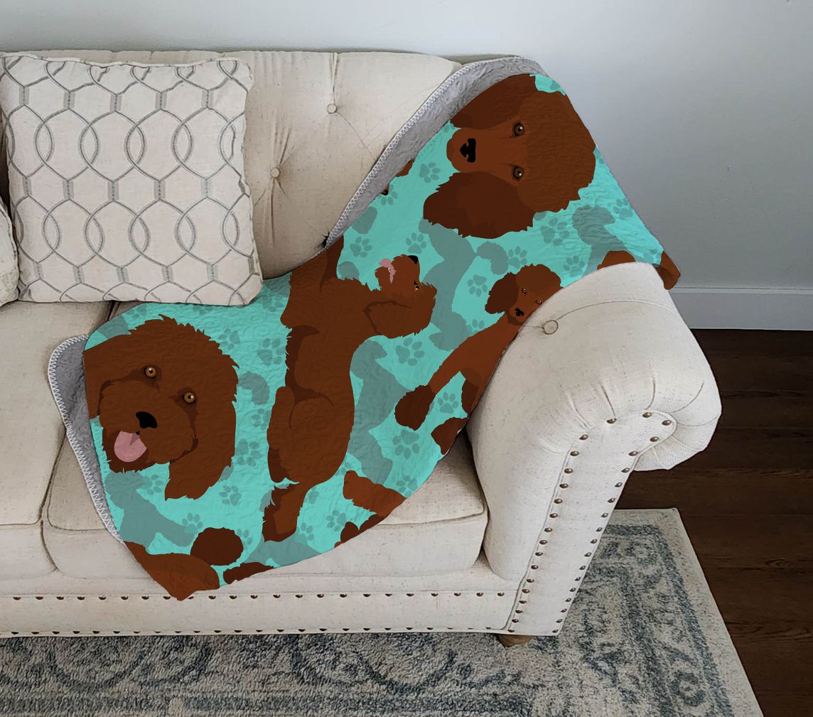 Chocolate Standard Poodle Quilted Blanket 50x60 Artwork Pattern Quilted Throw Blanket for Bed, Couch, Sofa, Soft and Lightweight