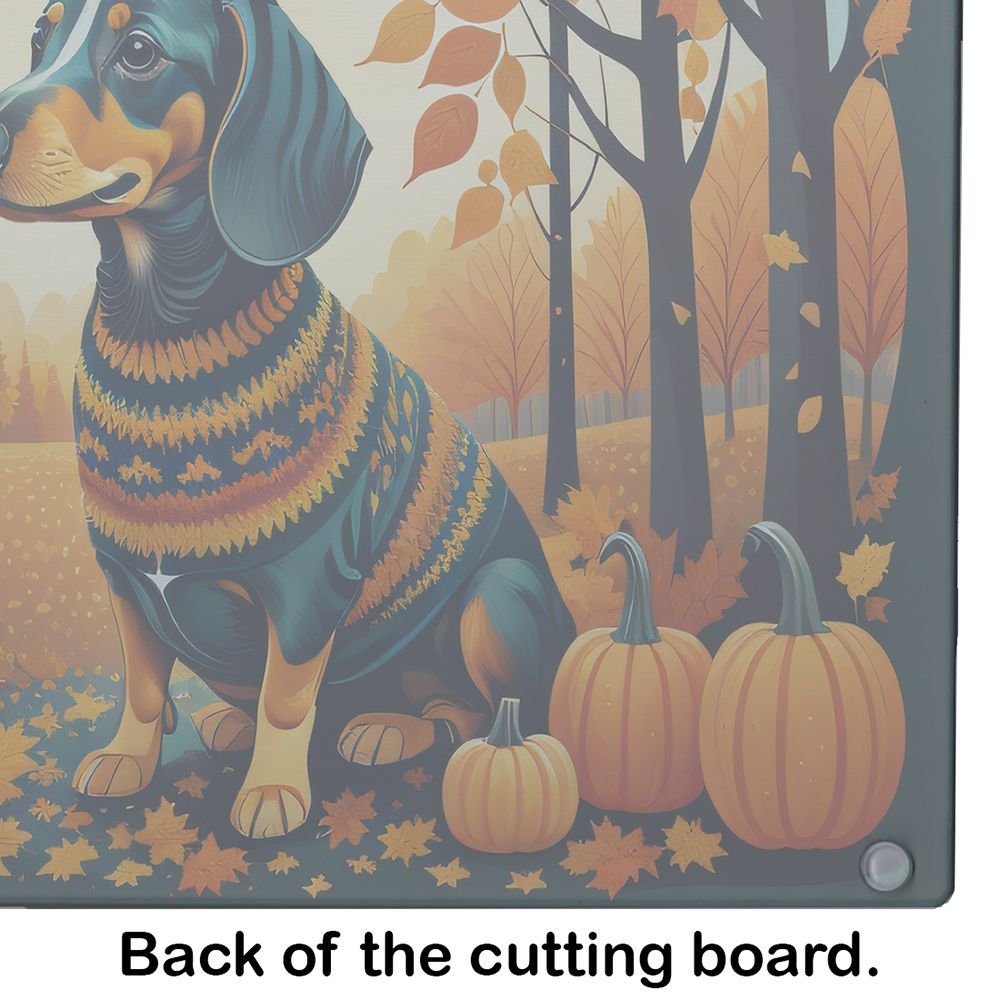 NEW Dachshund Fall Glass Cutting Board Decorative Tempered Glass Kitchen Cutting and Serving Board Large Size Chopping Board
