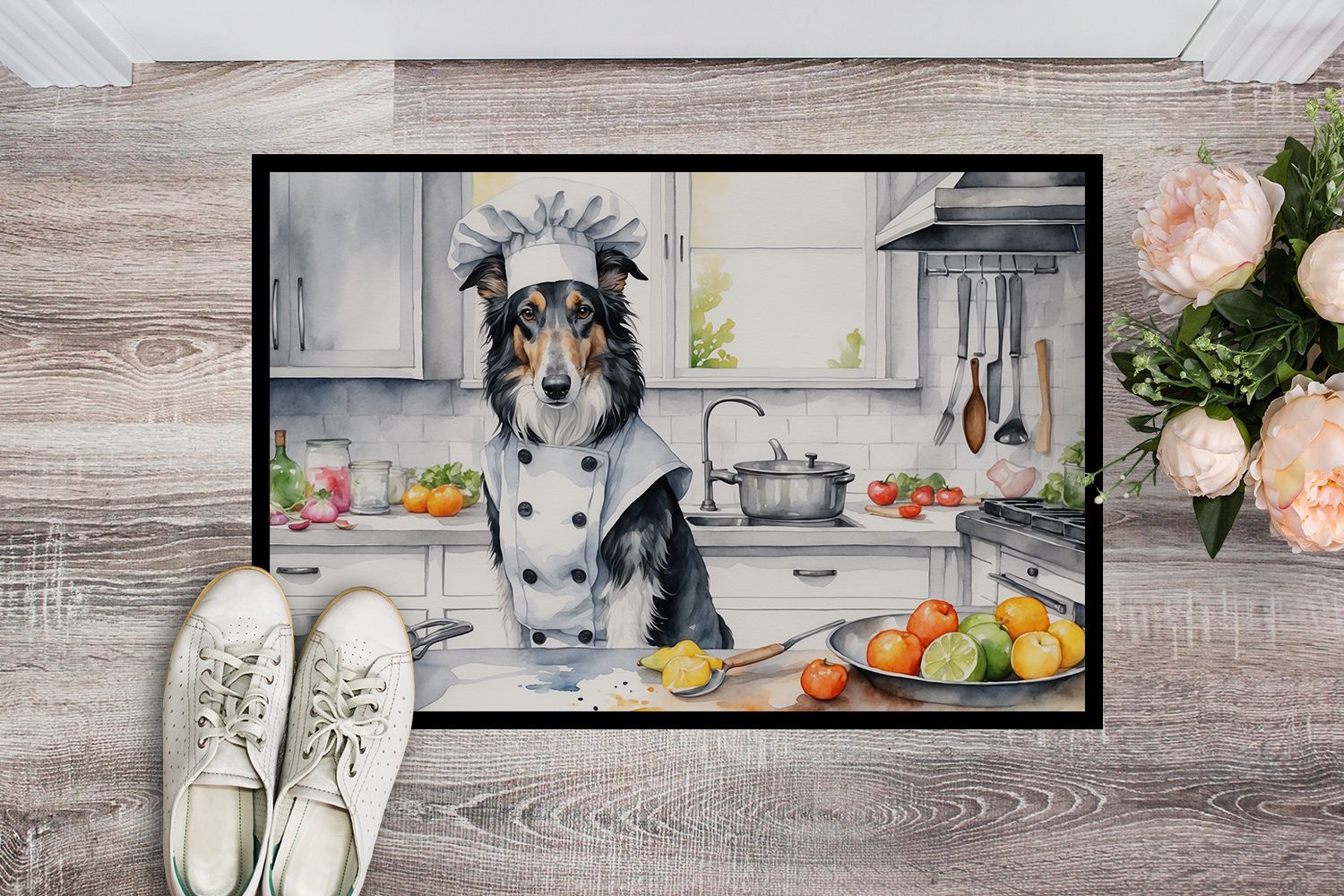 NEW Borzoi The Chef Doormat Front Door Mat Indoor Outdoor Rugs for Entryway, Non Slip Washable Low Pile, 18H X 27W