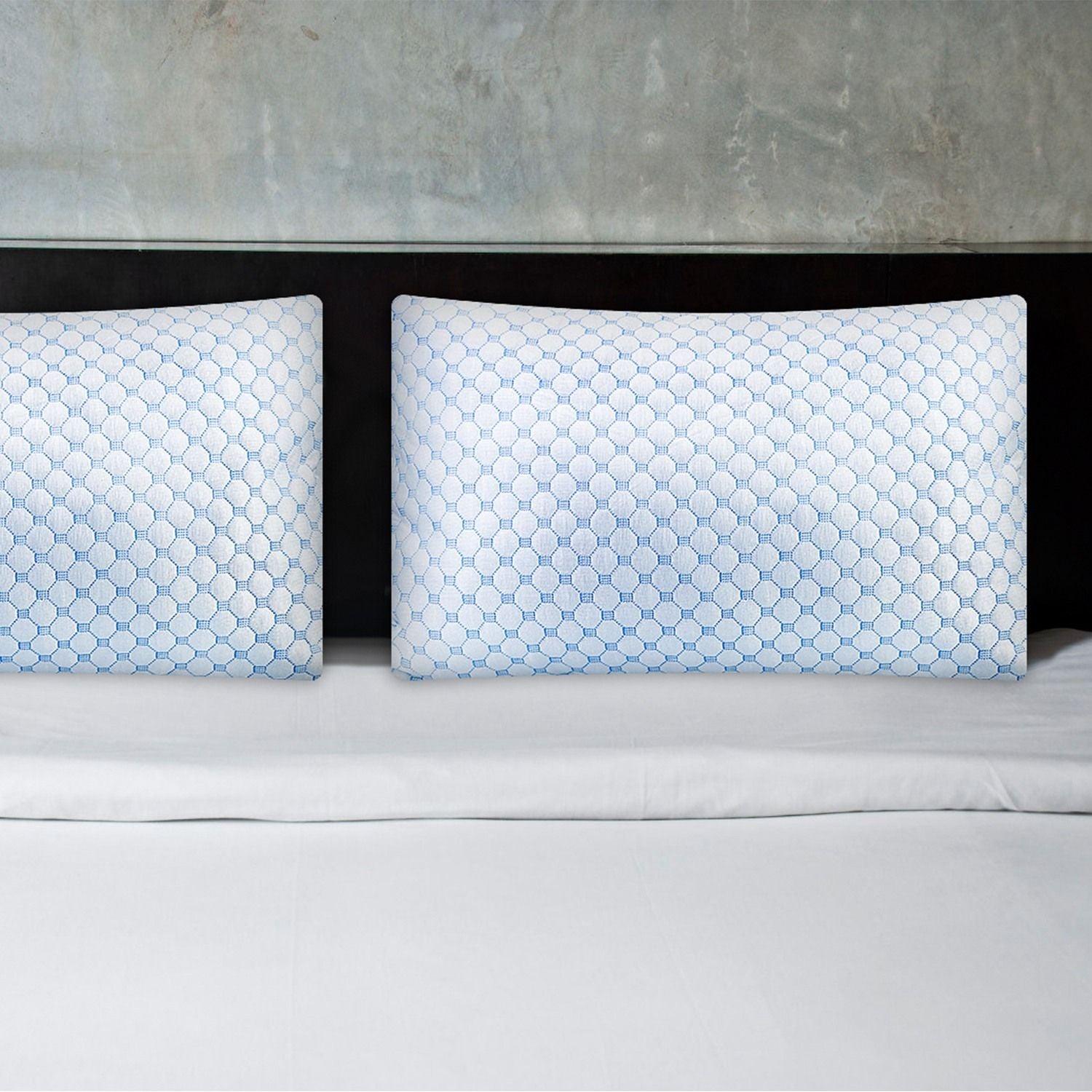 Cooling Memory Foam Pillow Ventilated Soft Bed Pillow w/ Cooling Gel Infused Memory Foam 2Pcs Queen Size - Clothes For Her Online Store