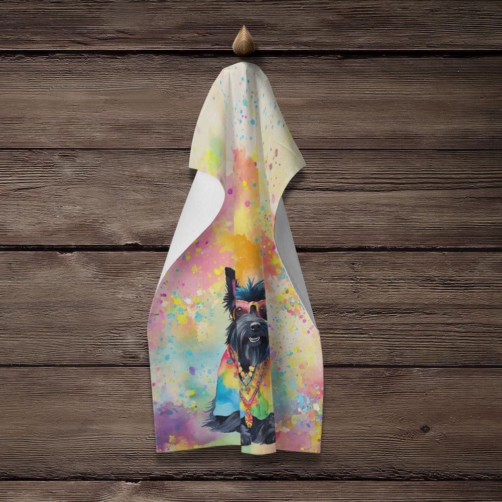 Scottish Terrier Hippie Dawg Kitchen Towel Dish Cloths Guest Hand Towel Decorative Bathroom Towel for Face,Tea, Dishcloth, Kitchen and Bath