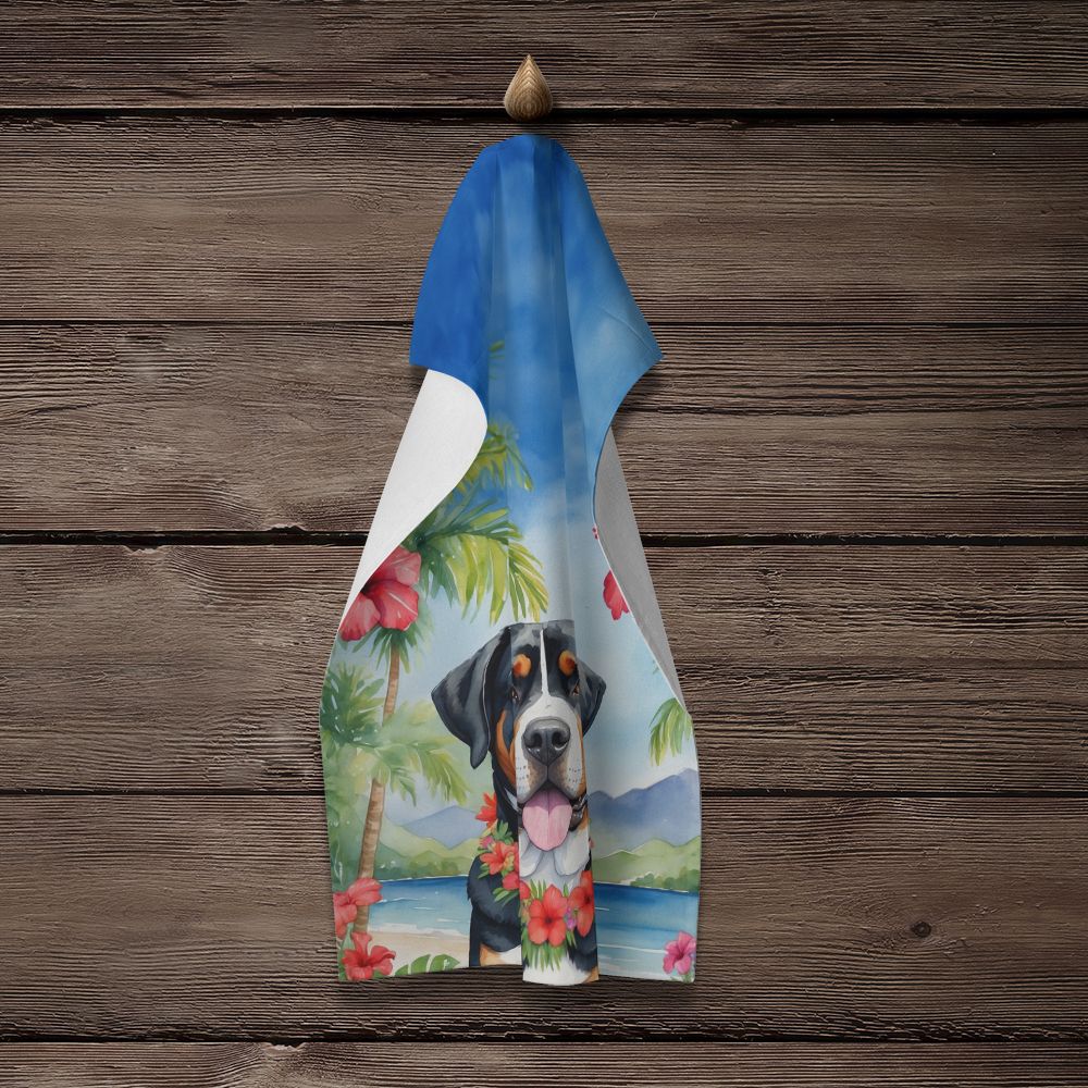 Greater Swiss Mountain Dog Luau Kitchen Towel Dish Cloths Guest Hand Towel Decorative Bathroom Towel for Face,Tea, Dishcloth, Kitchen and Bath