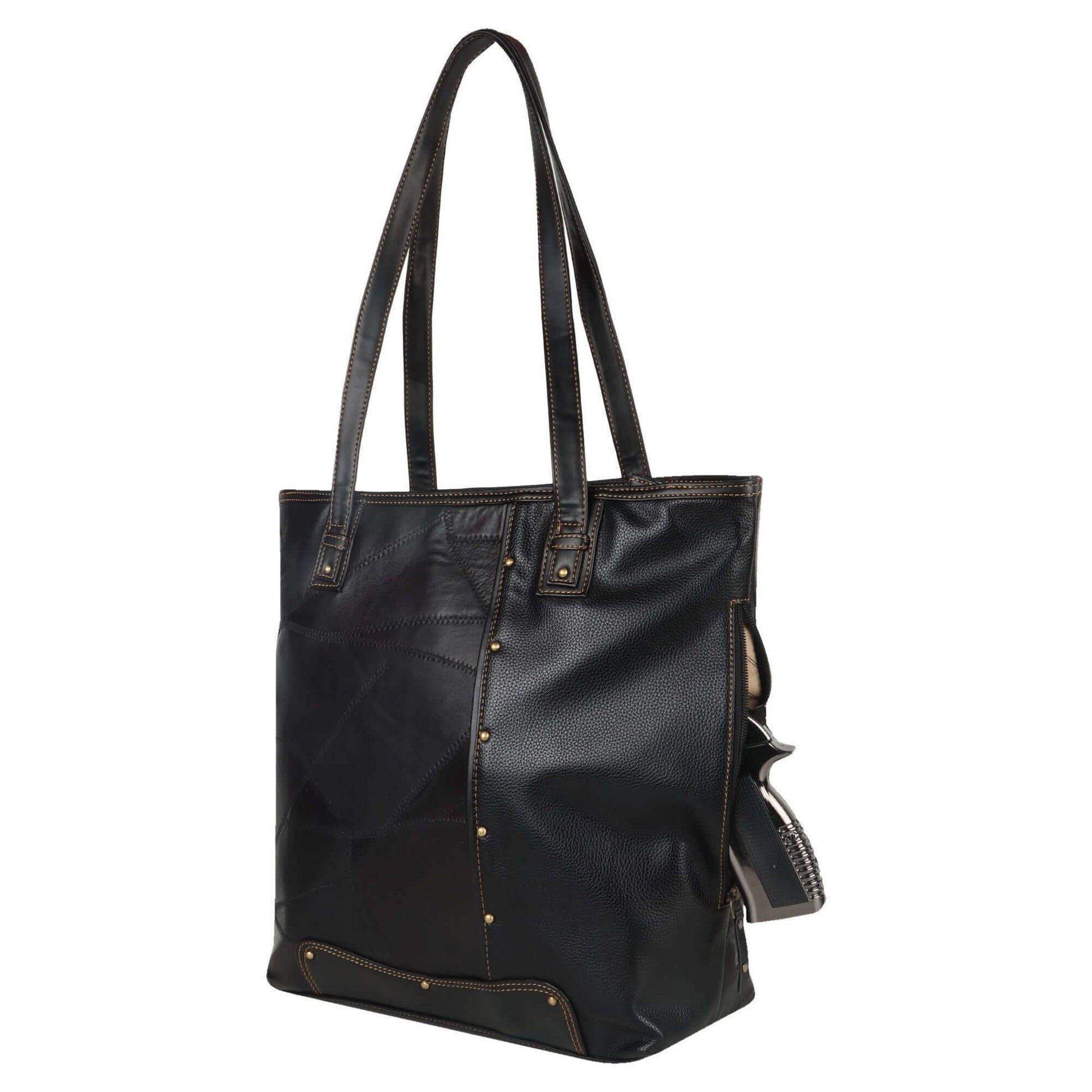 Evelyn Large Tote Shoulder Bag made with upcycled leather + premium vegan leather