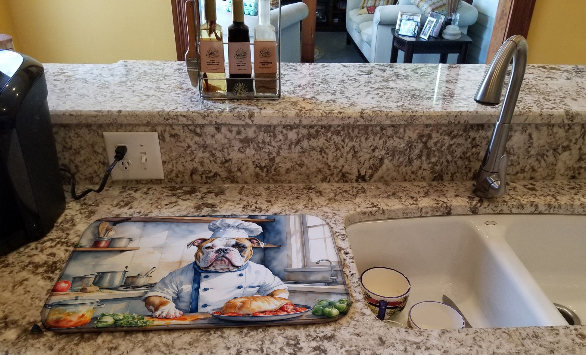 American Bulldog The Chef Dish Drying Mat Absorbent Dish Drying Mat Pad for Kitchen Counter Dish Drainer Mat for Countertop, 14 x 21", Multicolor