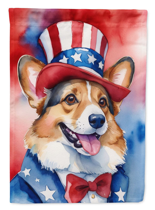 Corgi Patriotic American House Flag Large Porch Sleeve Pole Decorative Outside Yard Banner Artwork Wall Hanging, Polyester, House Size, Multicolor
