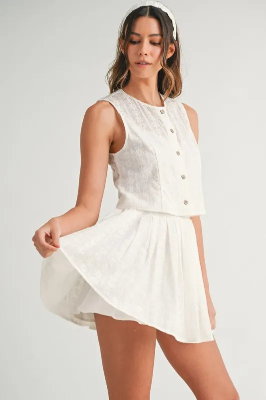 MABLE Eyelet Lace Top and Mini Skirt Set - Clothes For Her Online Store