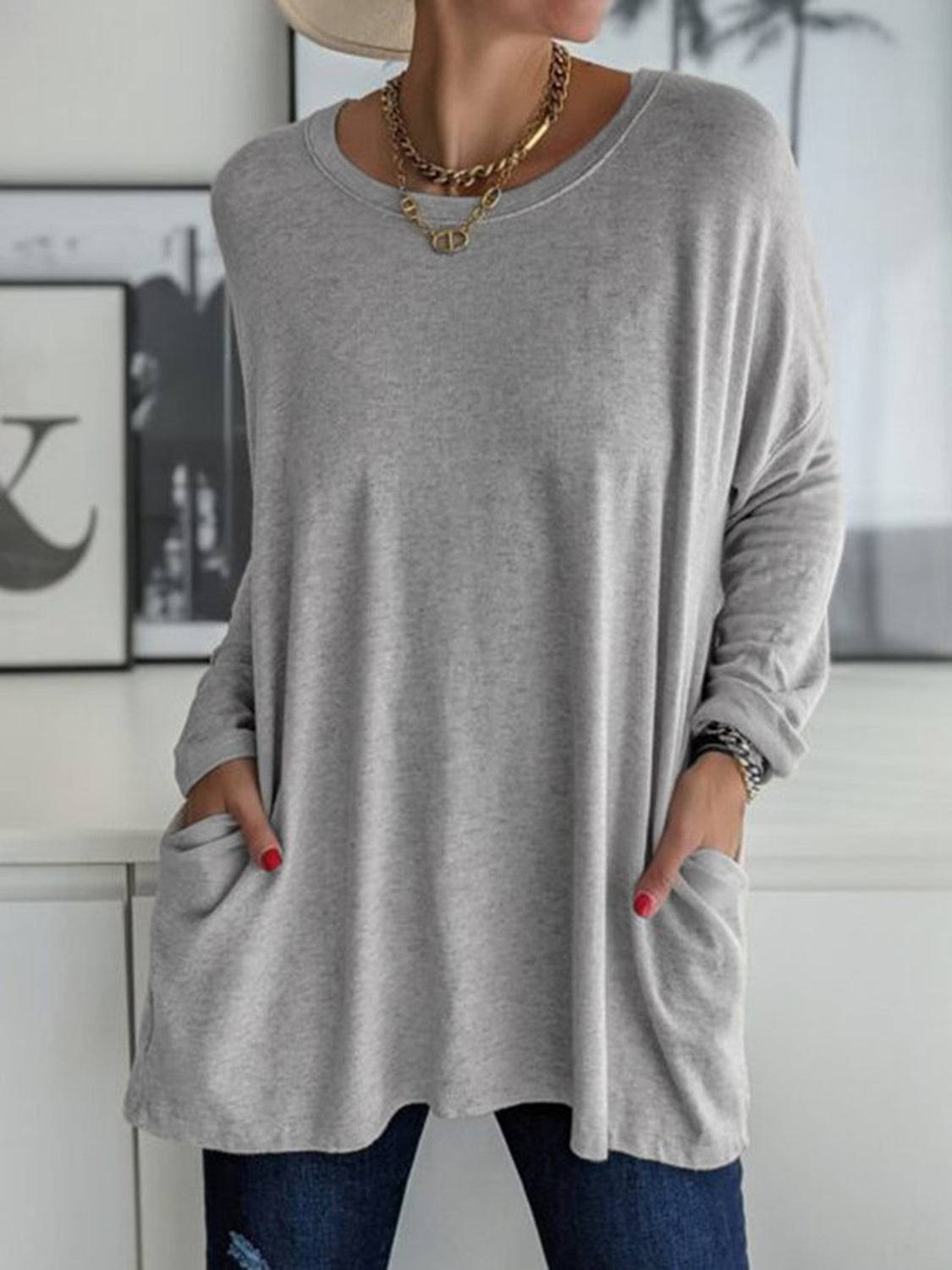 Full Size Round Neck Long Sleeve T-Shirt - Clothes For Her Online Store