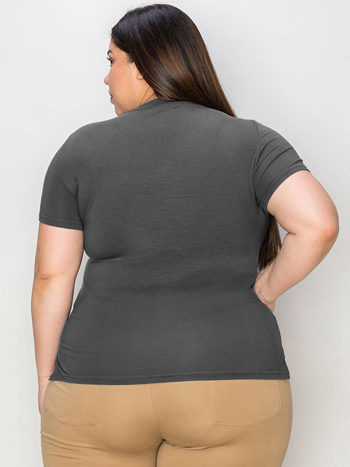 Basic Bae Full Size V-Neck High-Low T-Shirt - Clothes For Her Online Store