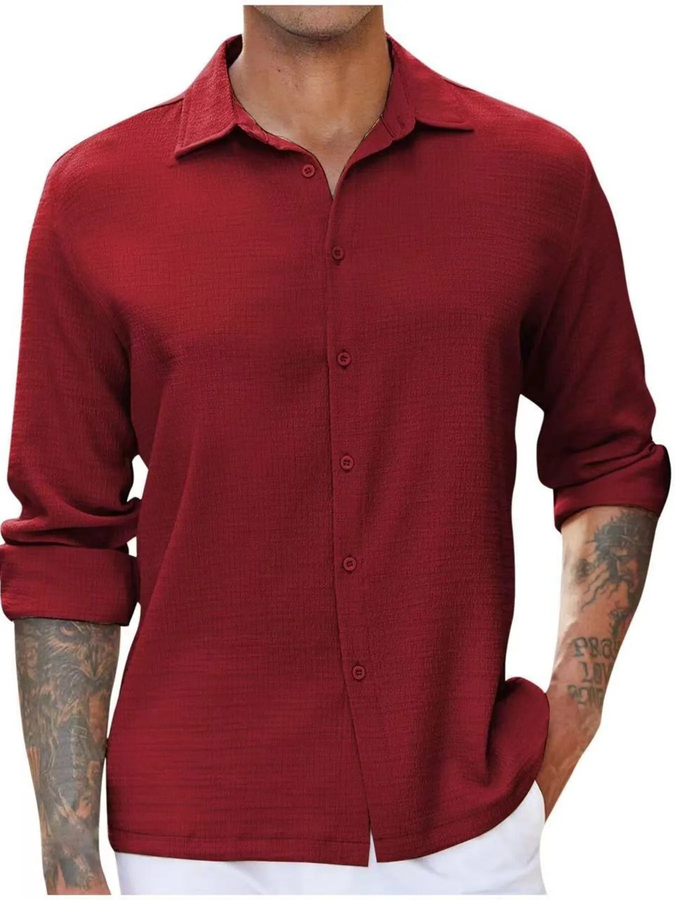 Men's Full Size Long Sleeve Button Down Shirt Plus Size