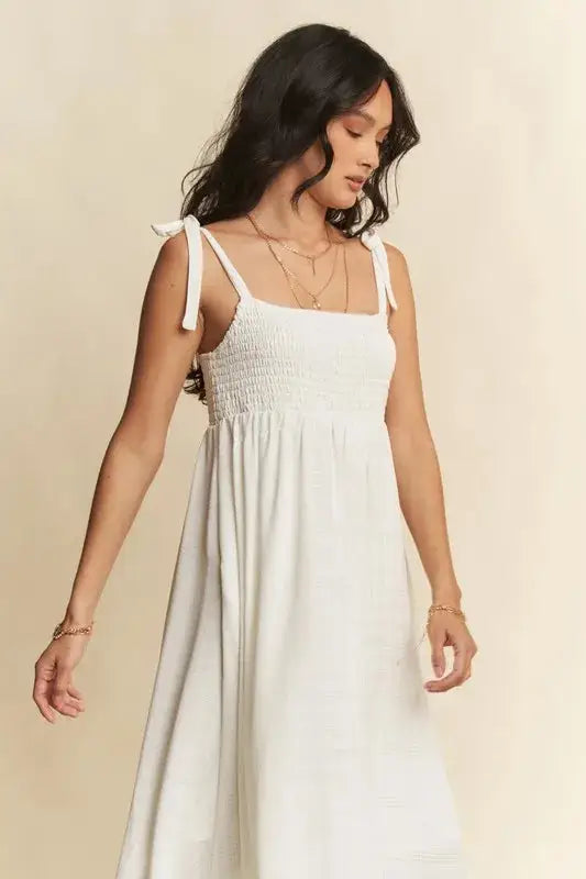 Davi & Dani Smocked Sleeveless Maxi Cami Dress - Clothes For Her Online Store