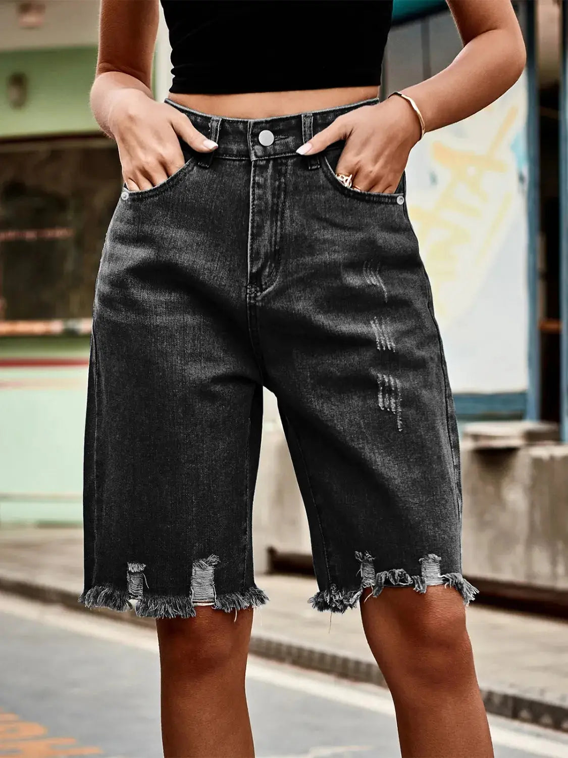 Raw Hem Denim Shorts