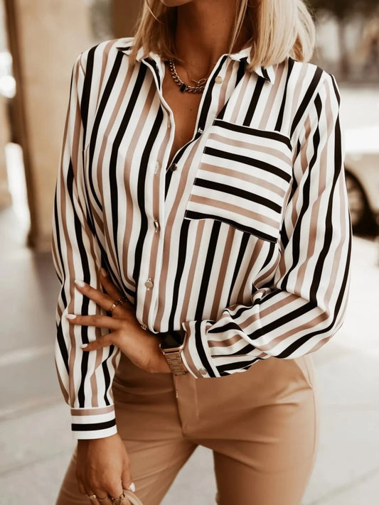 Striped Button-Down Long Sleeve Shirt