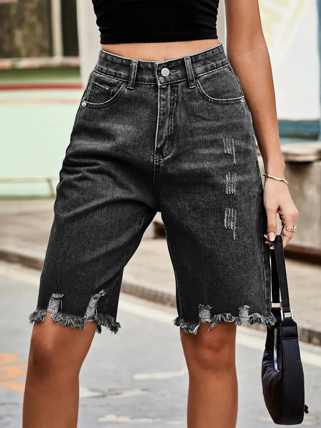 Raw Hem Denim Shorts