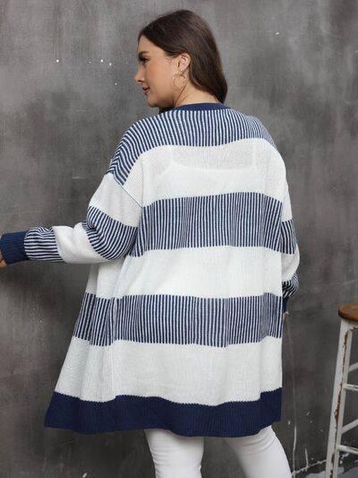 Plus Size Open Front Long Sleeve Cardigan - Clothes For Her Online Store