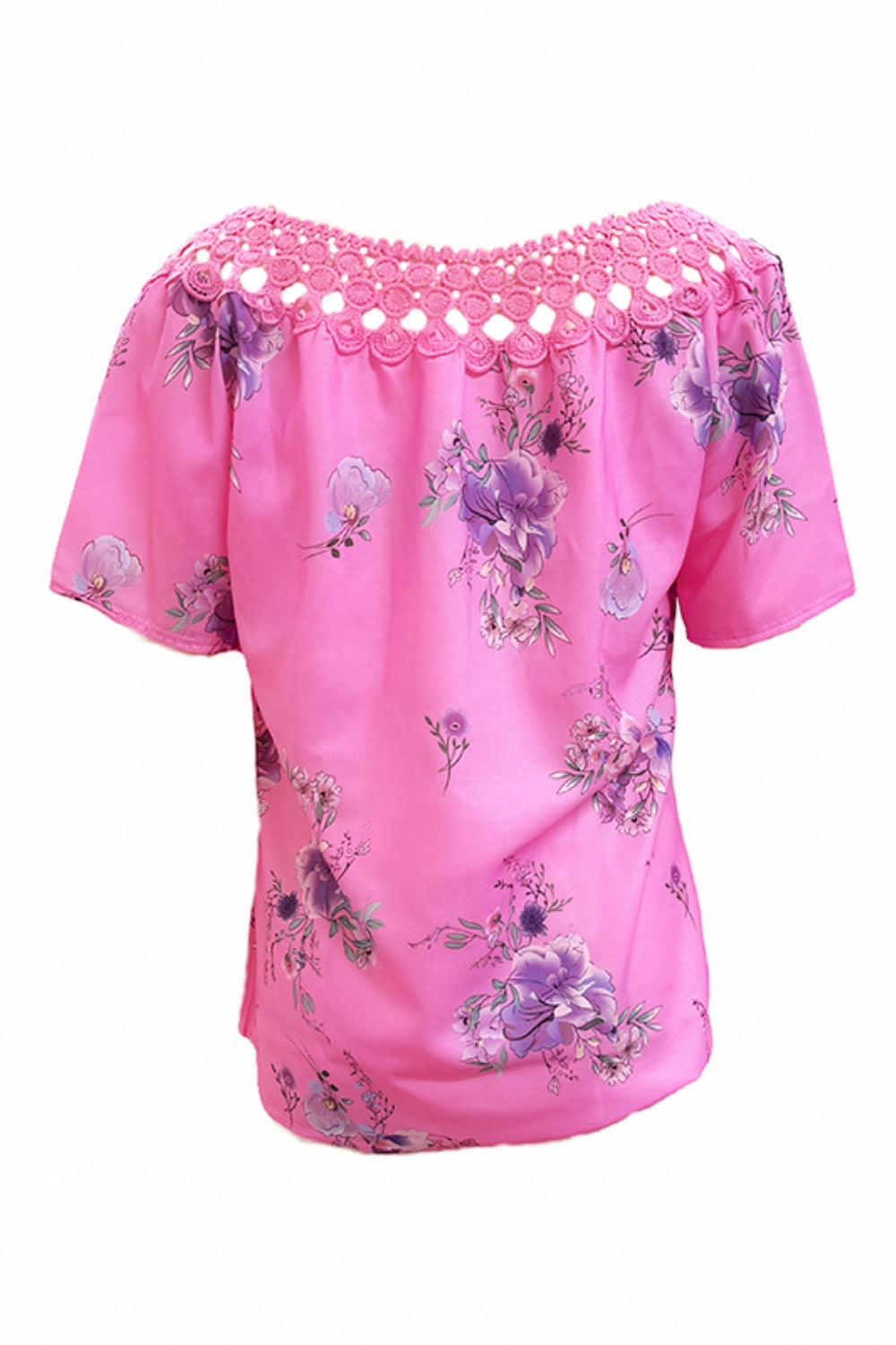 Full Size Printed Tie Neck Short Sleeve Blouse - Clothes For Her Online Store